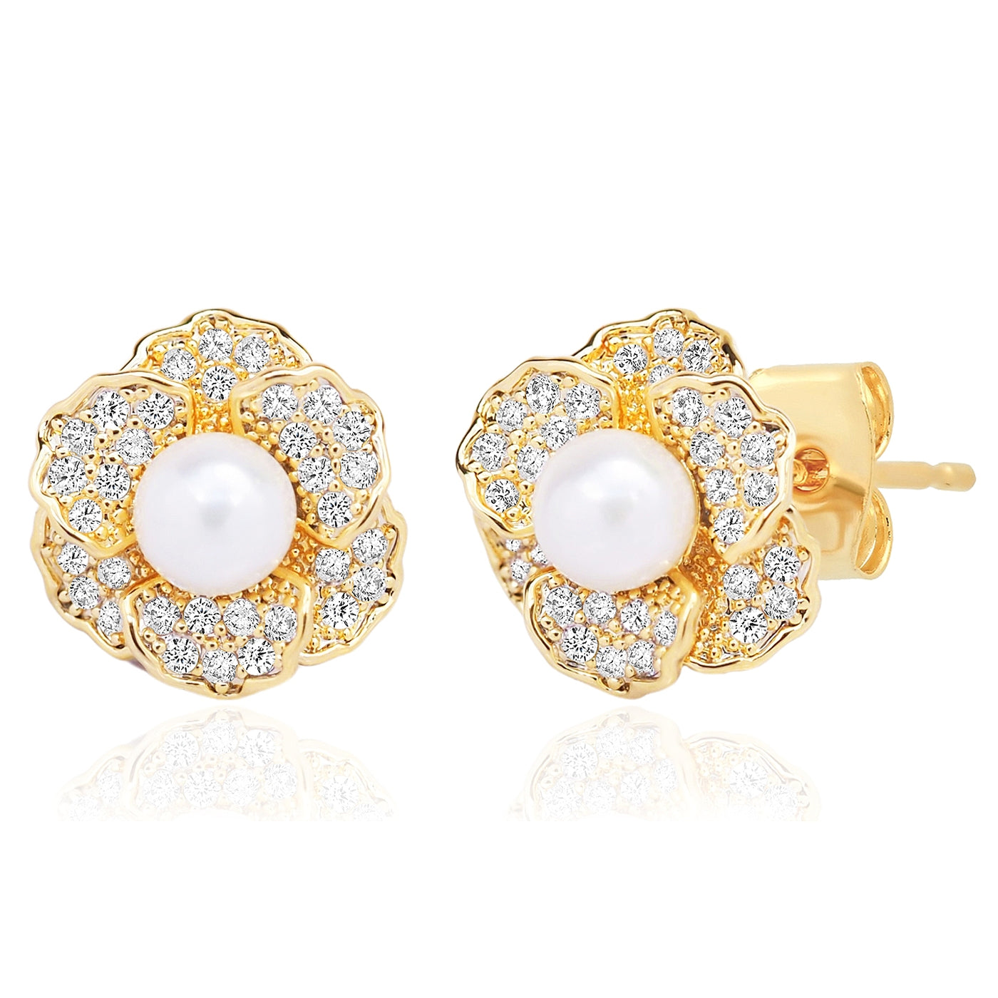 Pearl Pave' Flower Studs