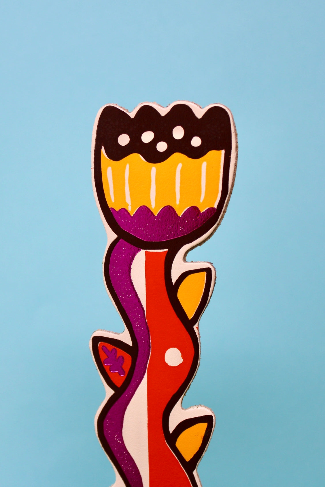 Tulip Blooming Lovely Leather Bookmark - Cream