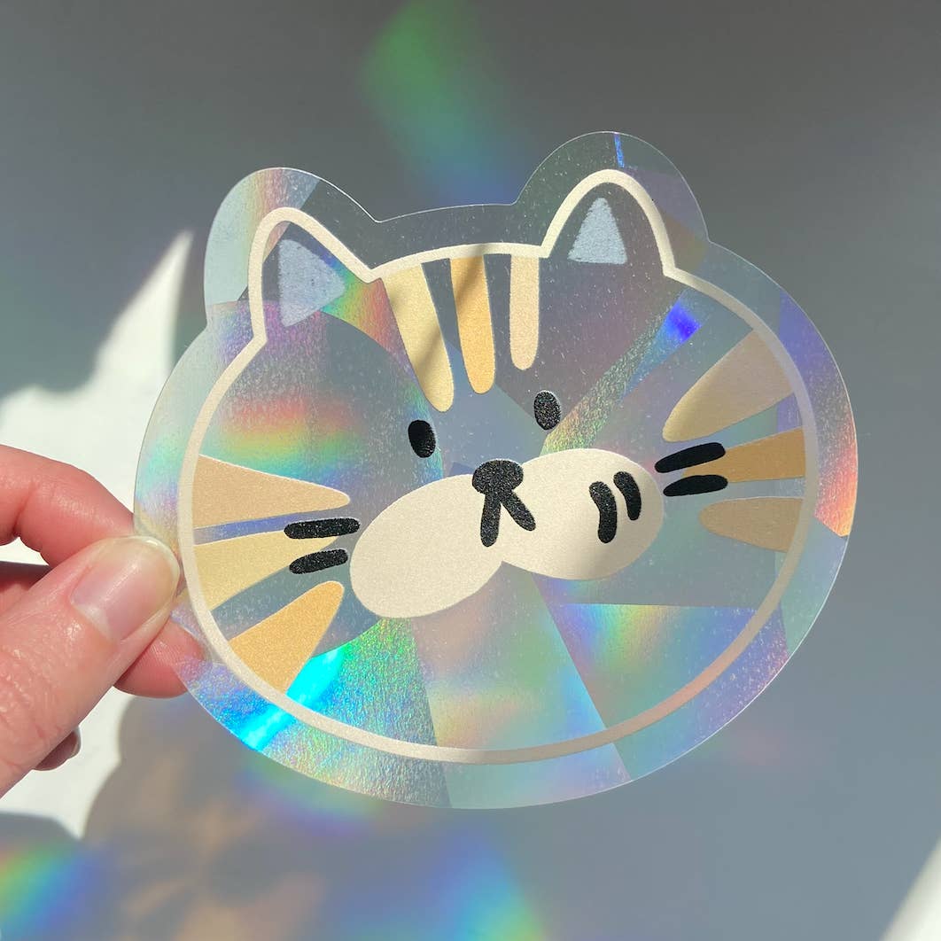 Orange Cat Suncatcher Sticker