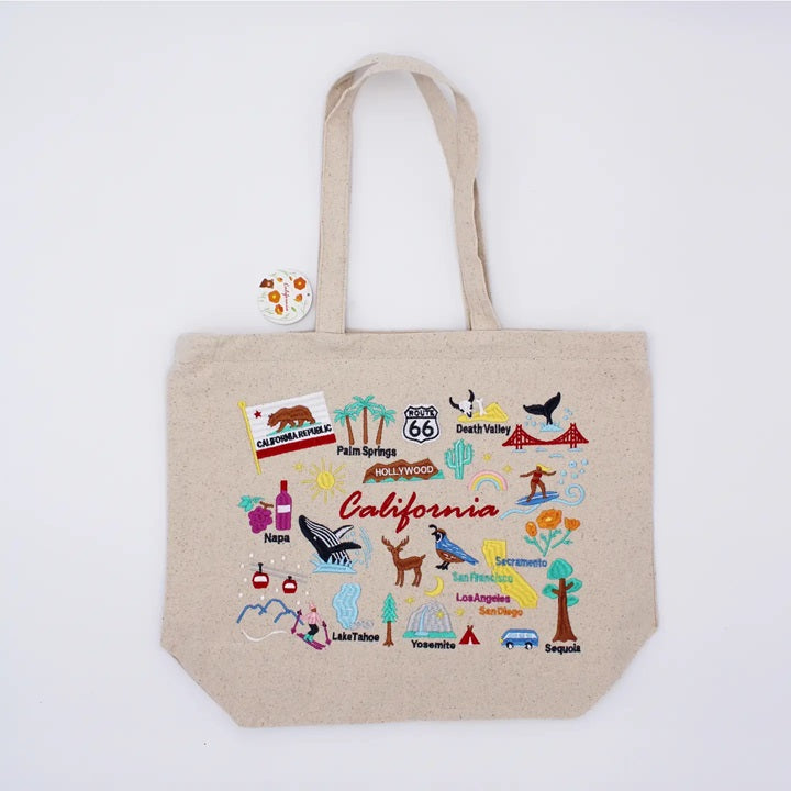 Embroidered California Tote Bag