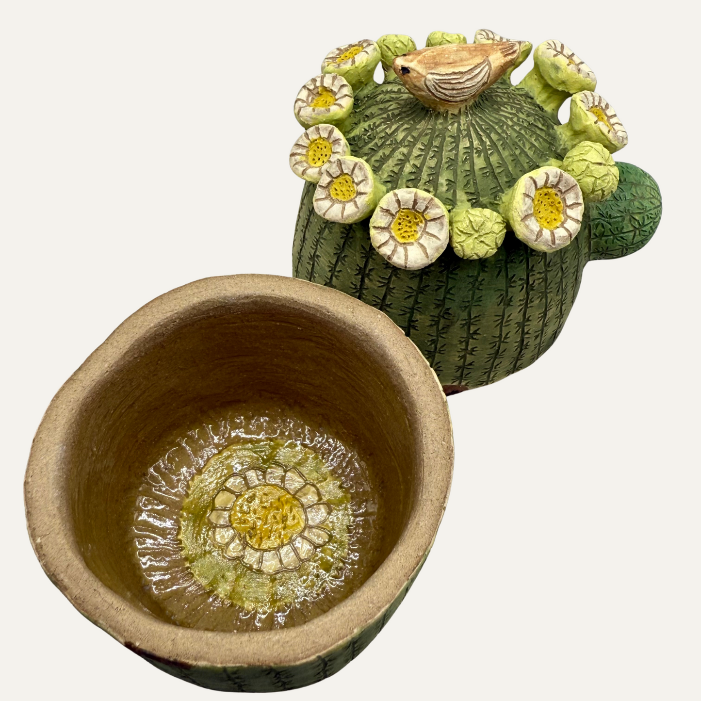 Saguaro Box with Bird and Flowers
