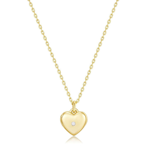 Load image 1 in gallery view. Mini Heart Locket Necklace with CZ - Gold Vermeil