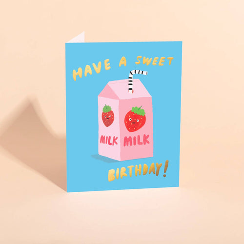 Load image 1 in gallery view. Strawberry Milk Birthday Card