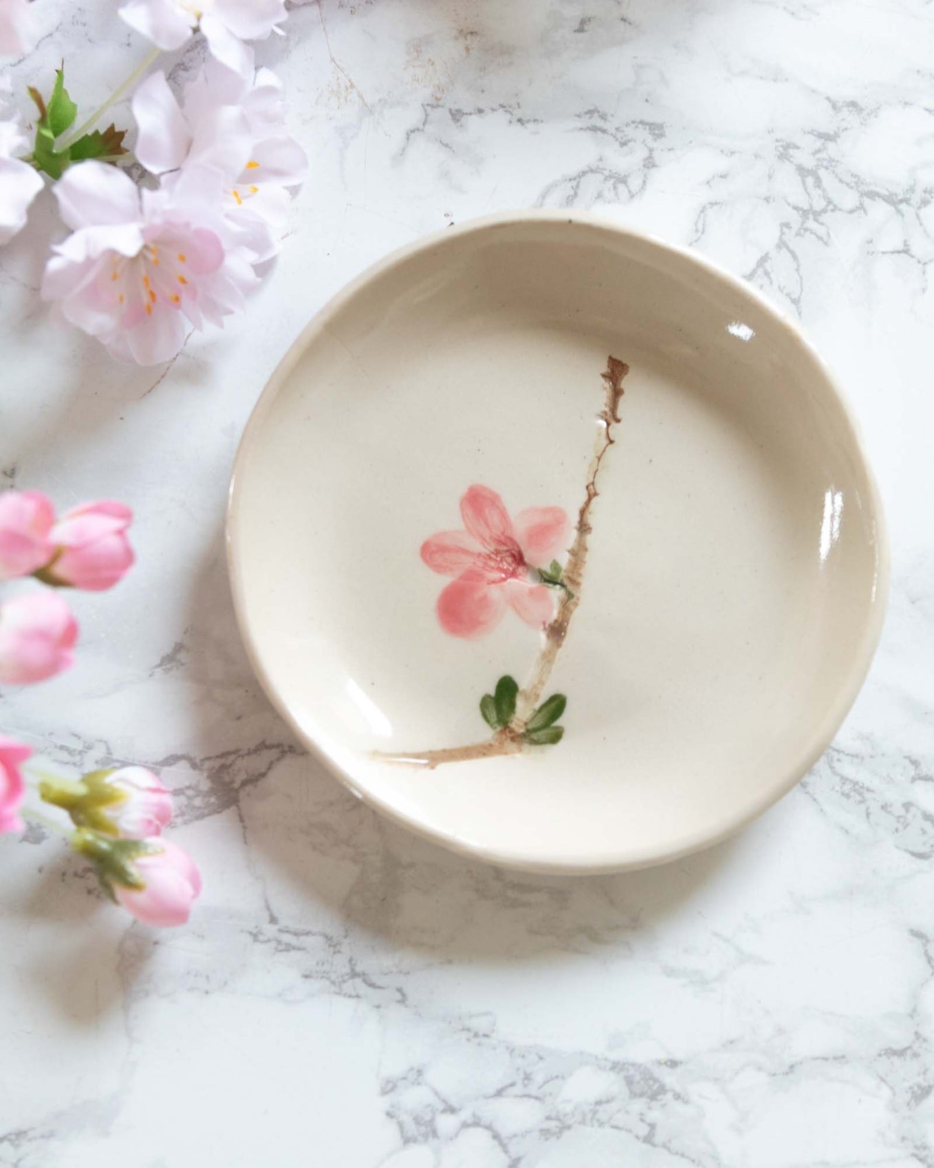 Cherry Blossom Flower Handmade Jewelry Dish Tara Kothari