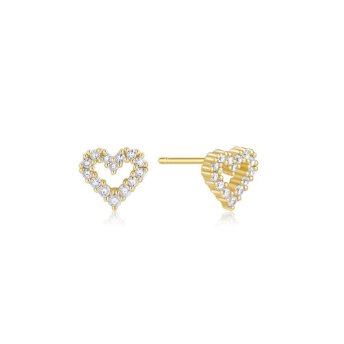 Load image 1 in gallery view. Micro Cz Heart Studs- Gold Vermeil