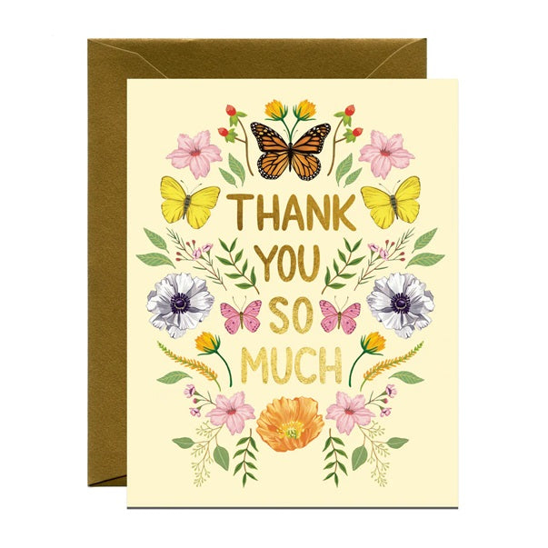 Wildflowers and Butterflies Thank You Greeting Card Yeppie Paper