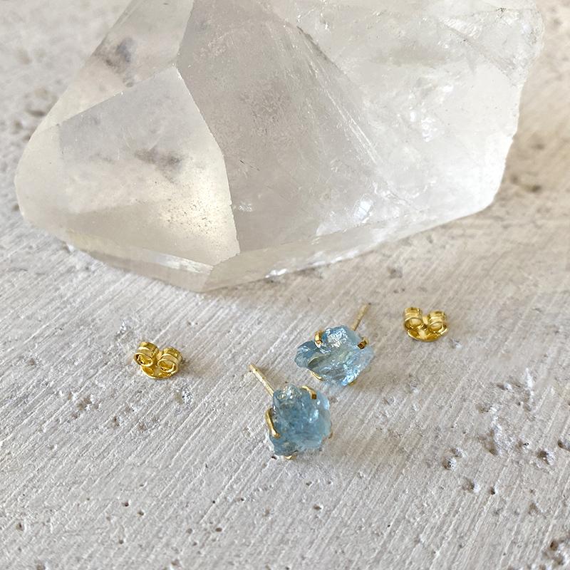 Aquamarine Claw Set Studs