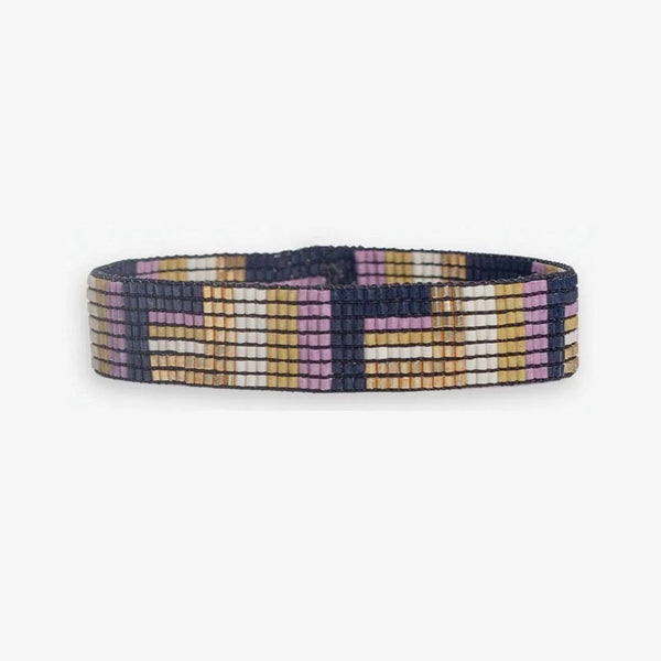 Alex Geo Stripe Beaded Stretch Bracelet - Navy