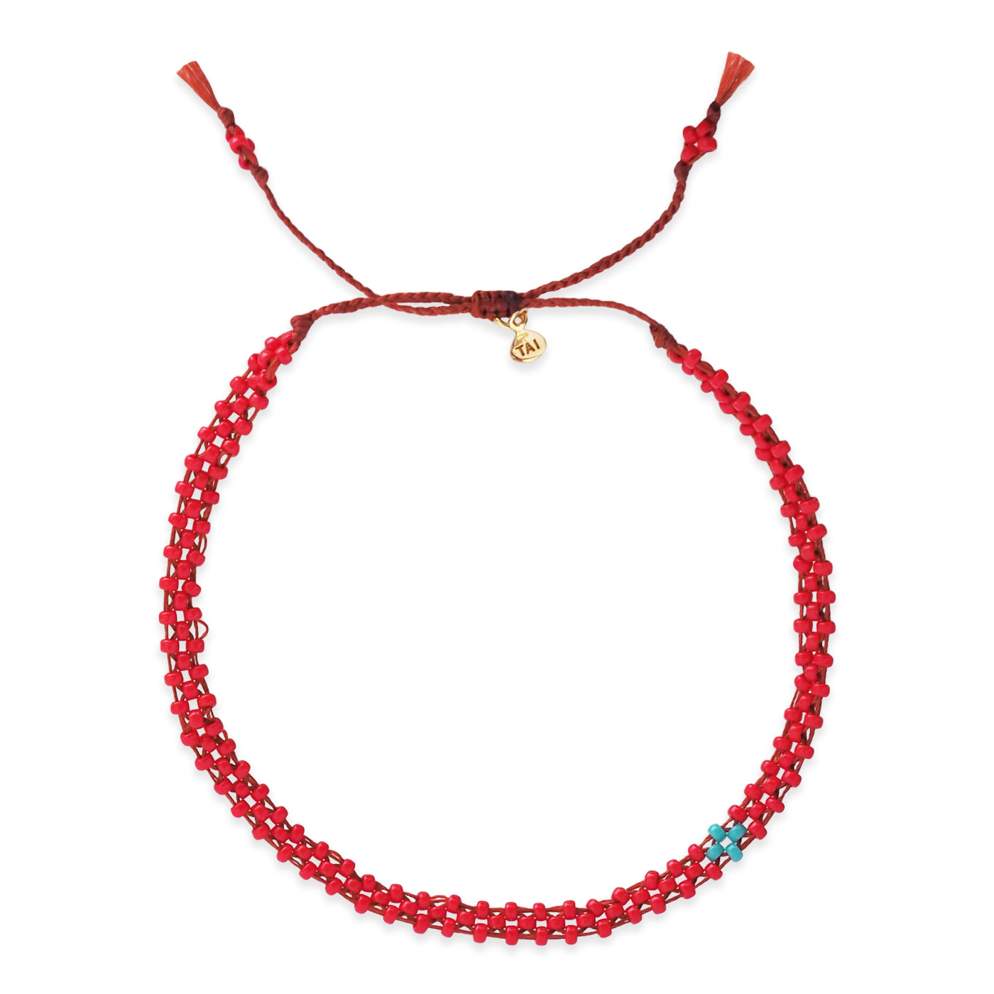 Tiny Beaded Knotted Bracelet - Red