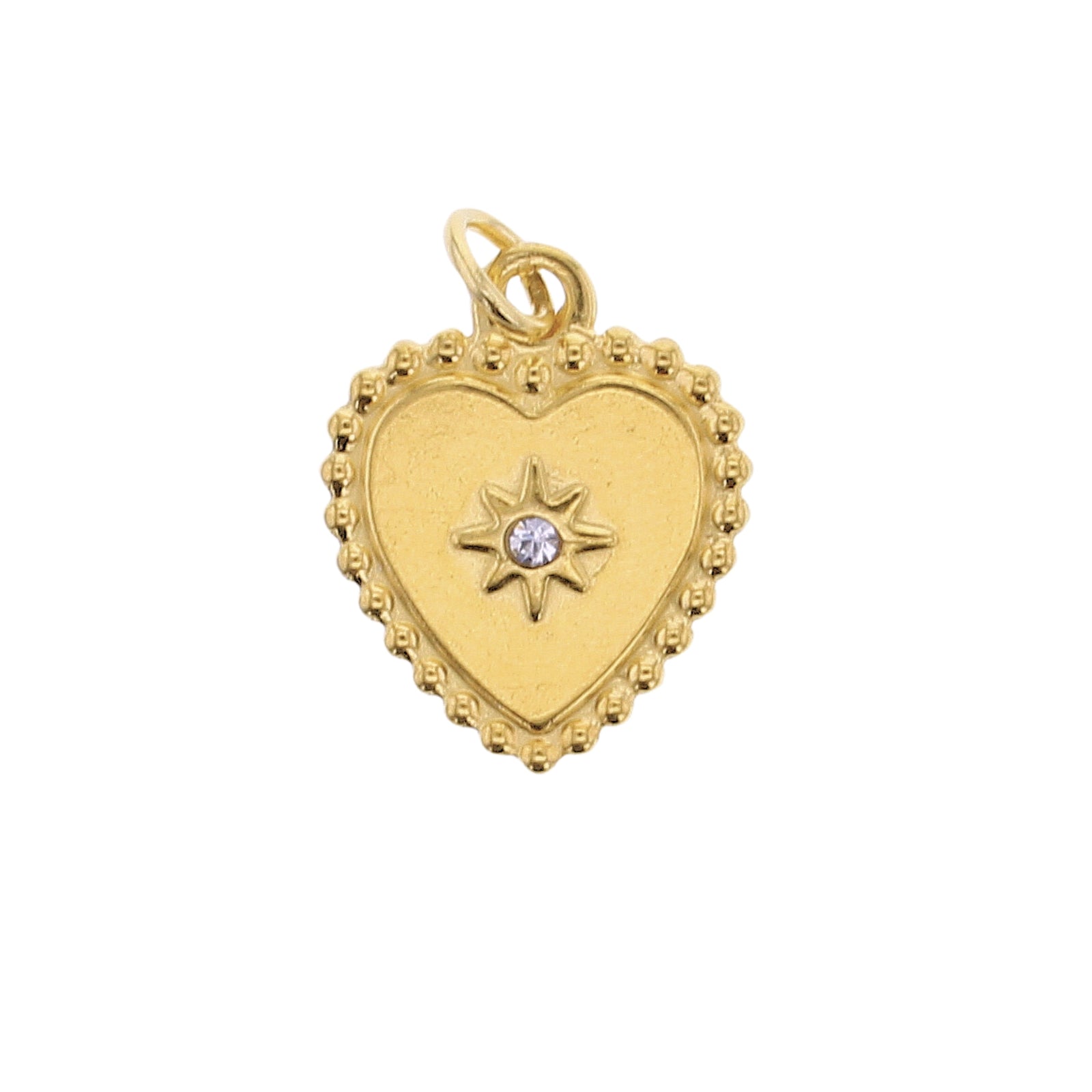 Large Milgrain Heart w/ CZ Charm