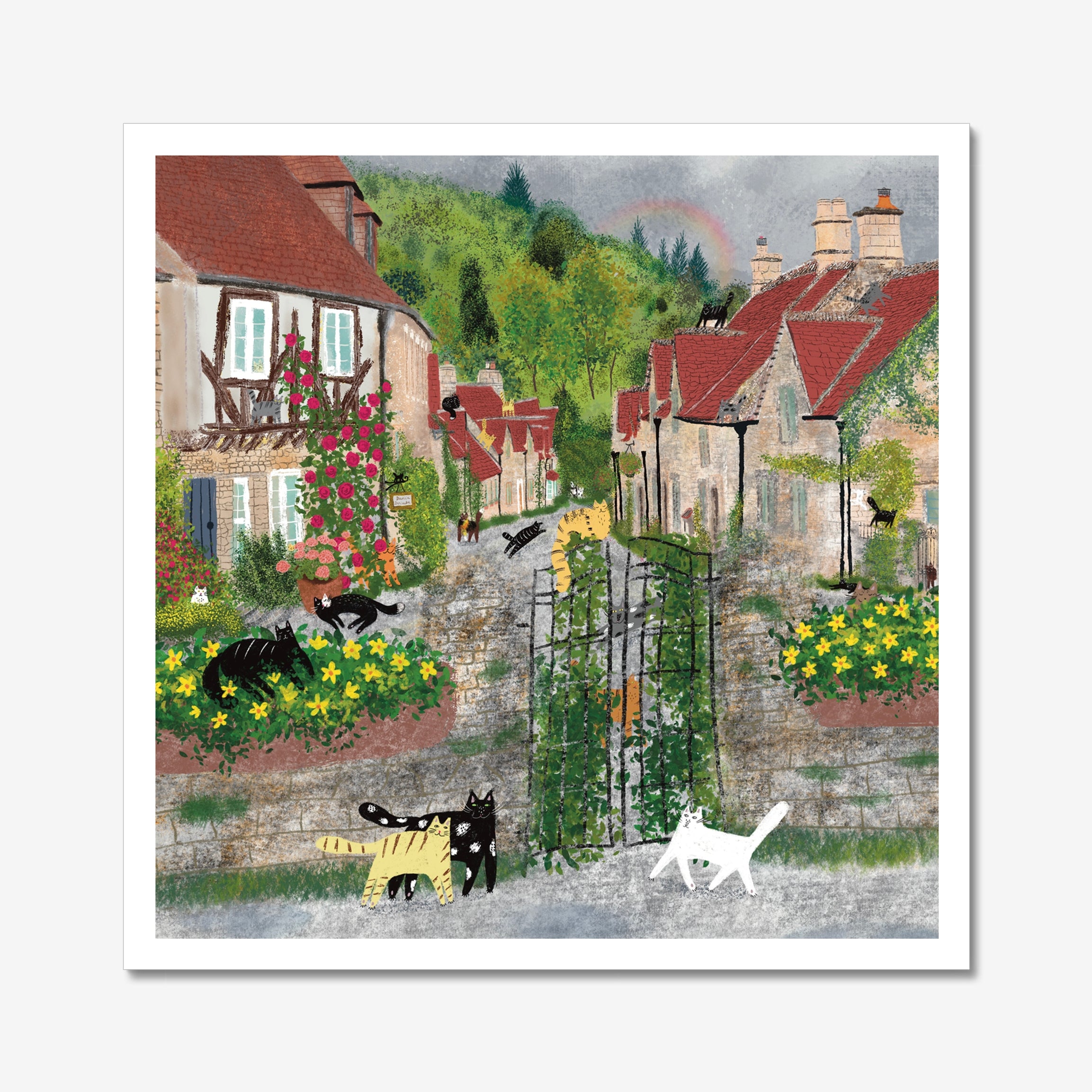Cats in An Ancient Town Unframed Art Print