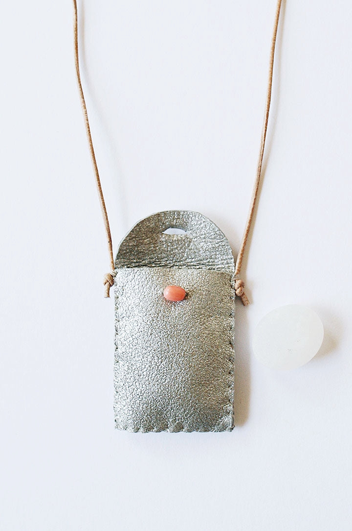 Silver Amulet Pouch Necklace
