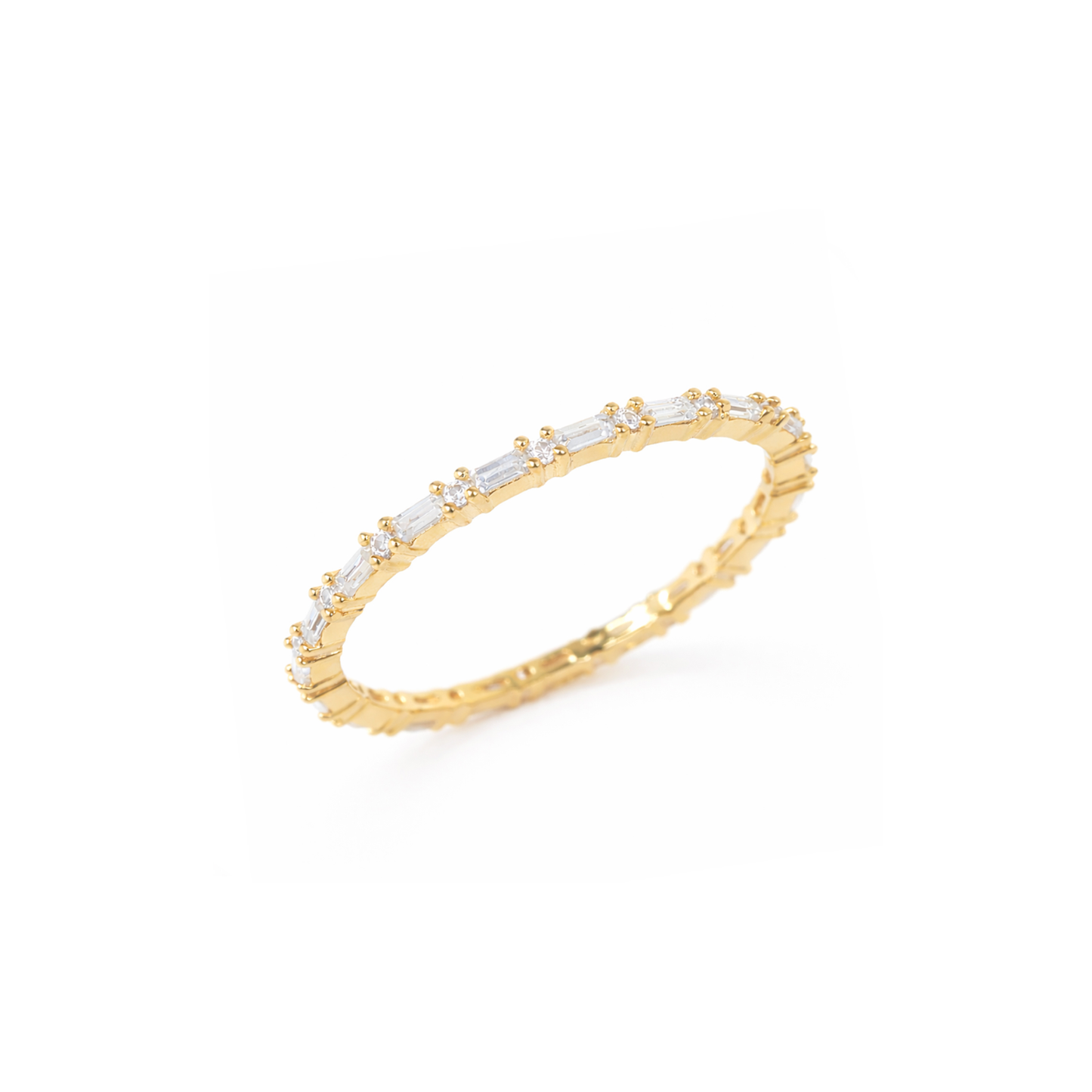 Gold Clear Tiny Baguette Ring
