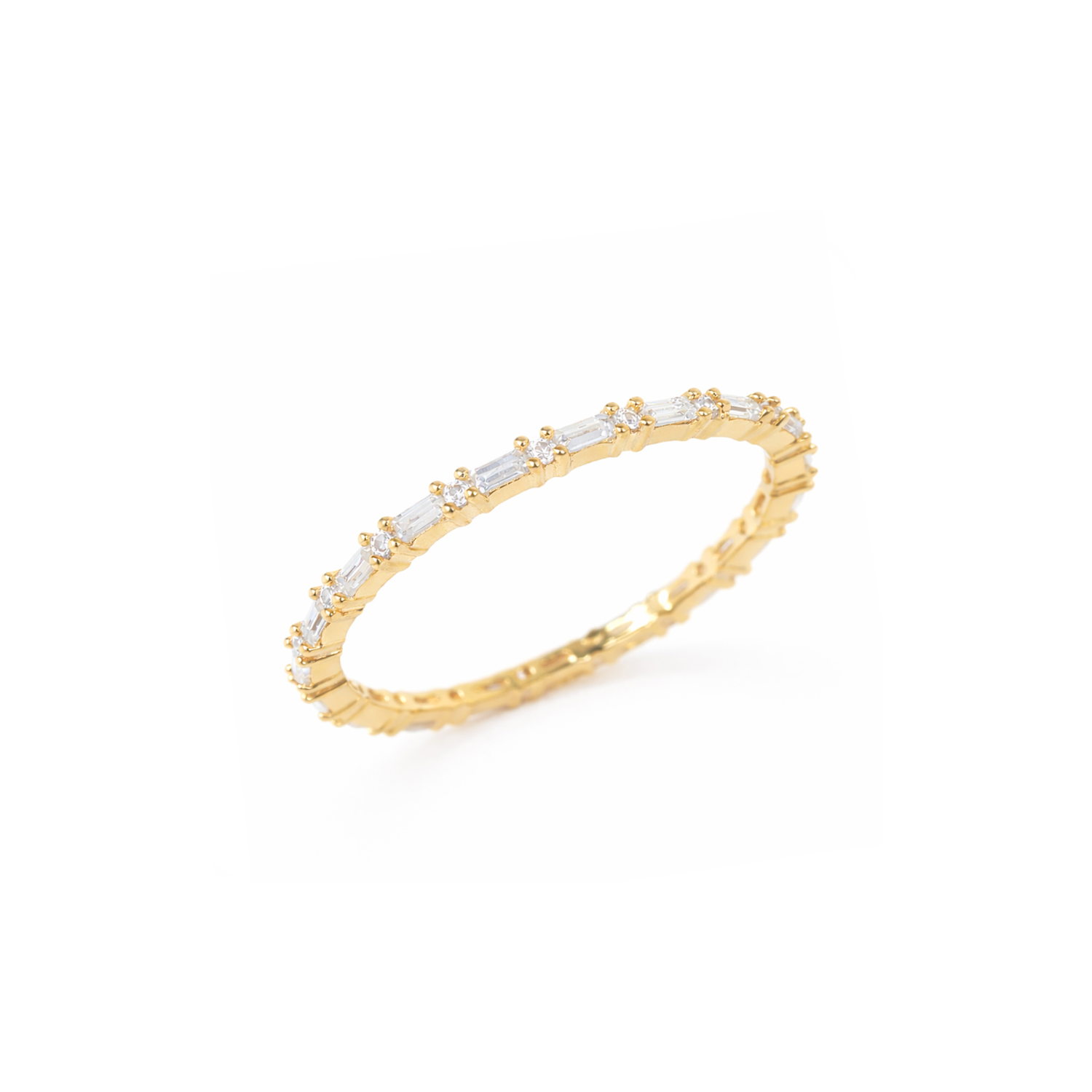 Gold Clear Tiny Baguette Ring