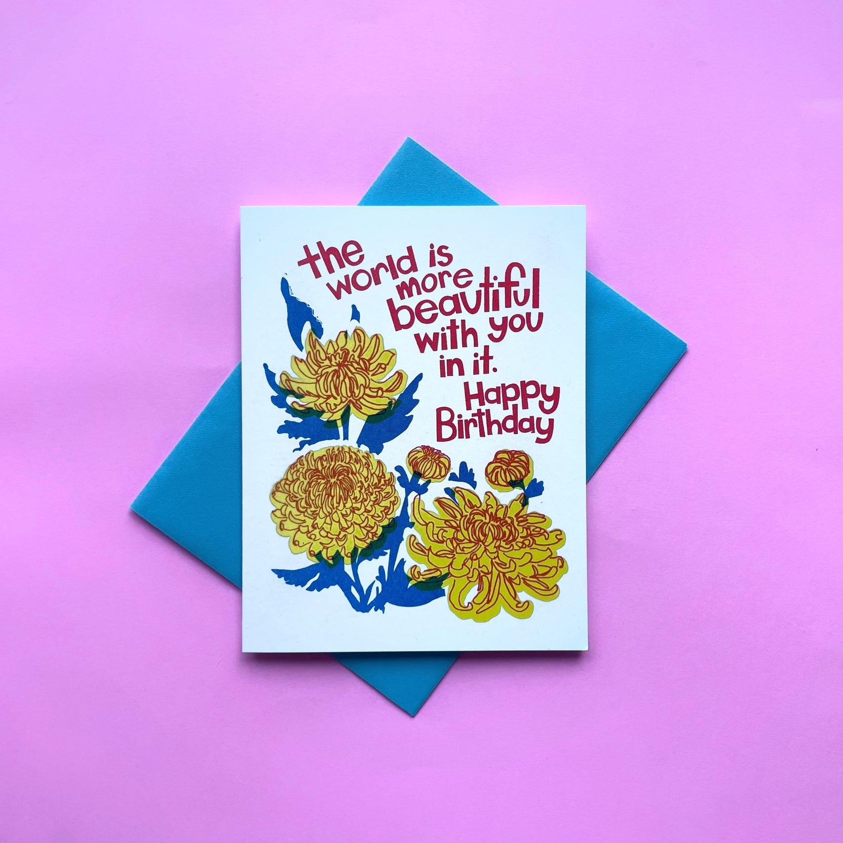 Beautiful Birthday Mums Letterpress Greeting Card Pier Six Press