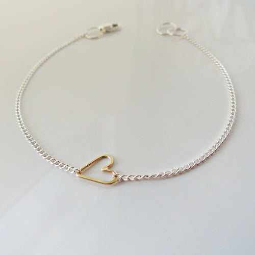 Teenie Bracelet - Sterling Chain and 14K Heart