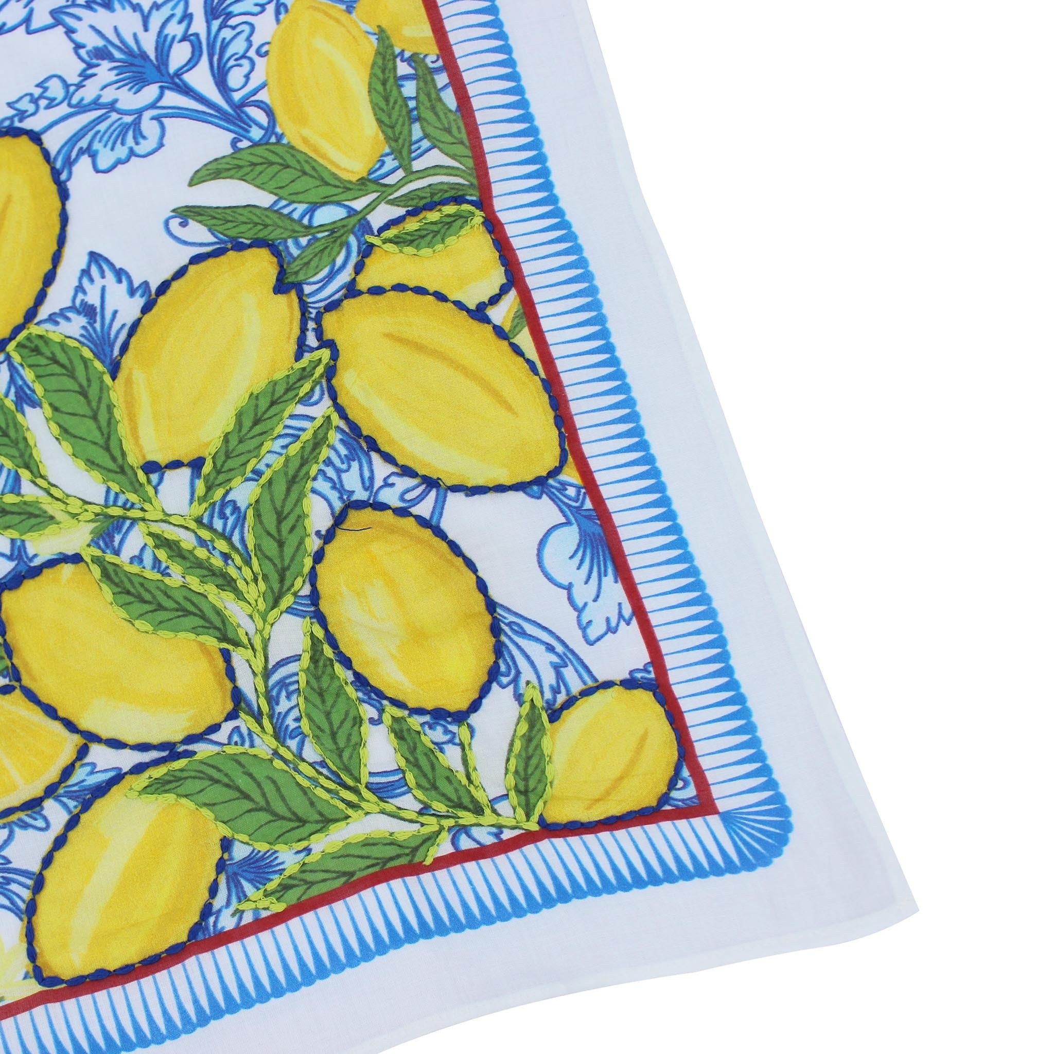 Cotton Embroidered Scarf/Bandana - Lemon Yellow Vismaya Inc.