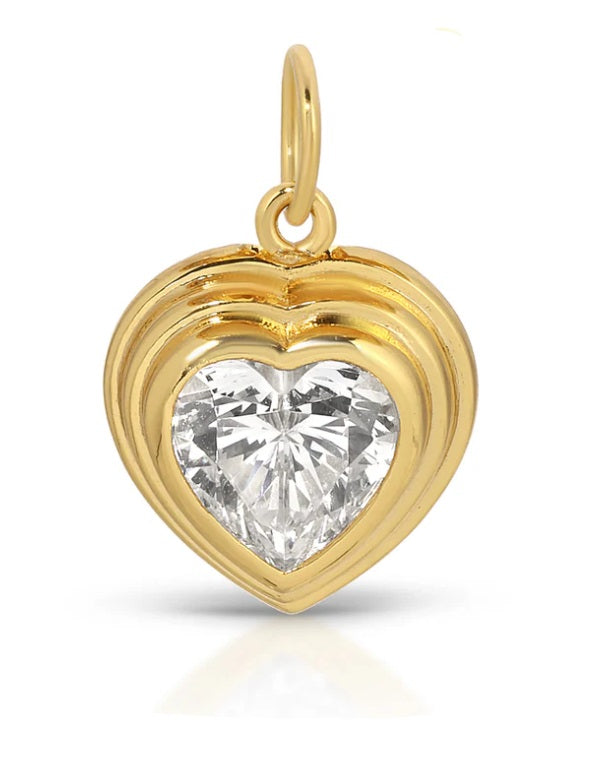 Shimmer Simulated Diamond Heart Charm