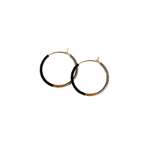 Load image 1 in gallery view. Small Color Field Hoops - Black