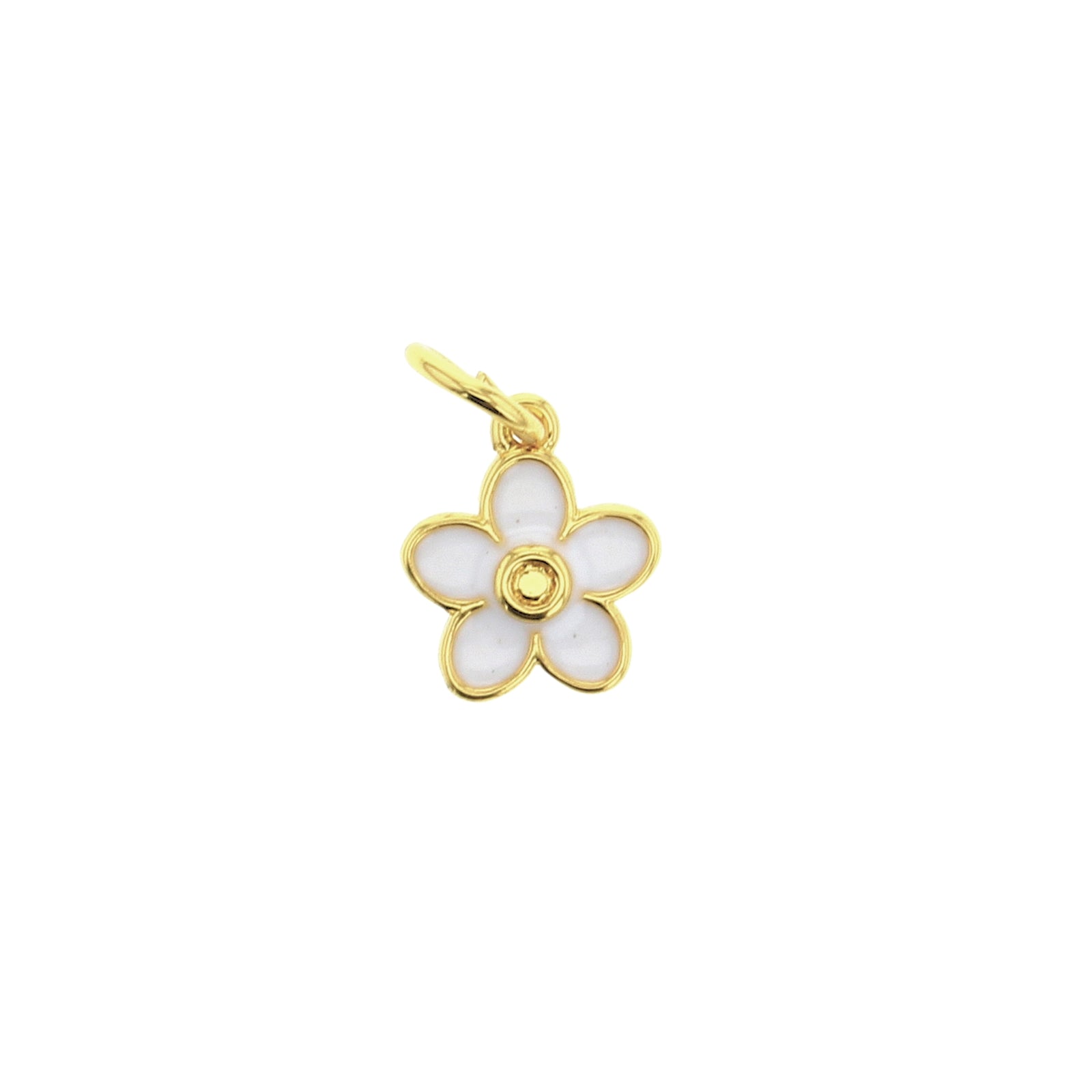 White Flower Charm  - Gold