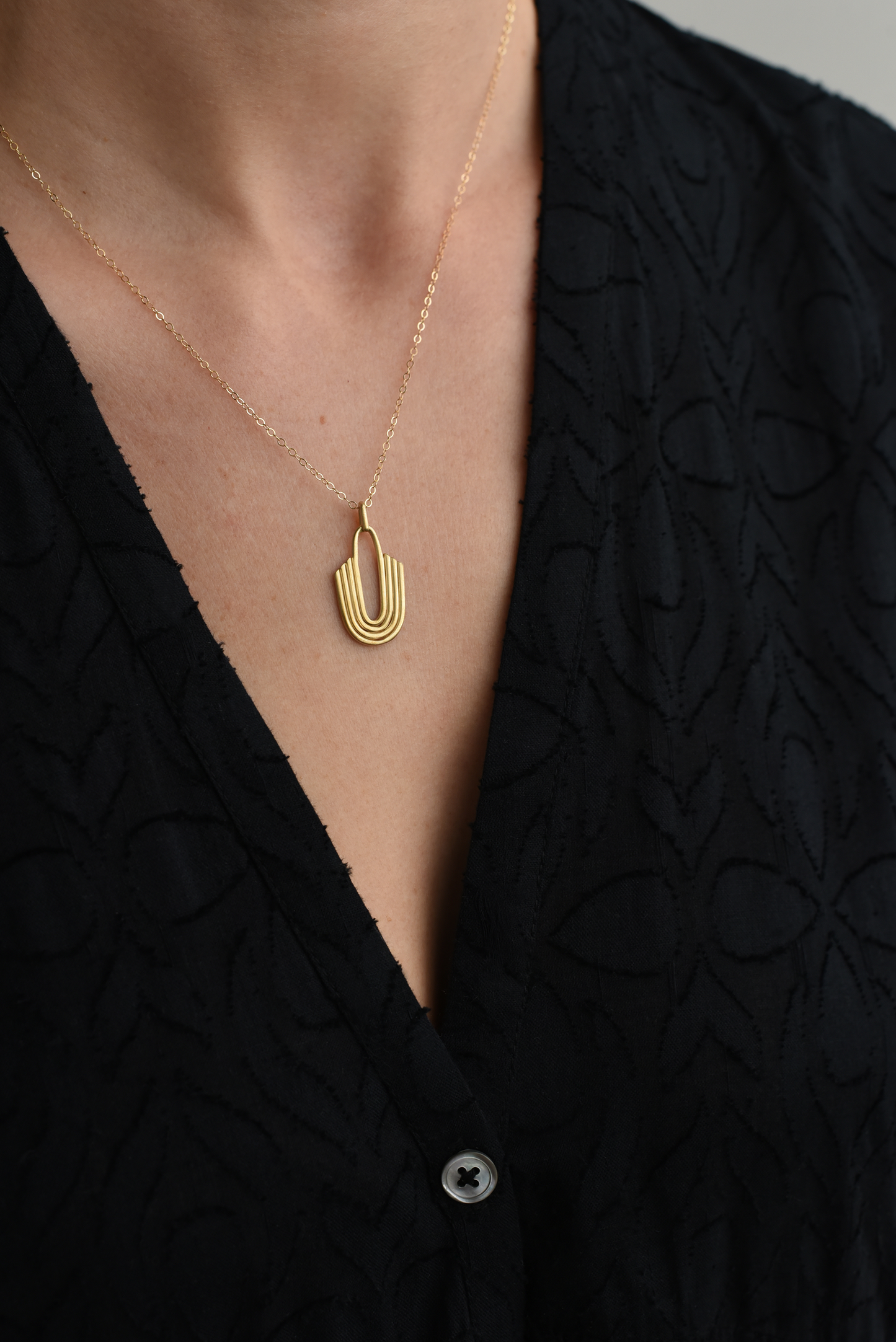 Inverted Arch Brass Necklace