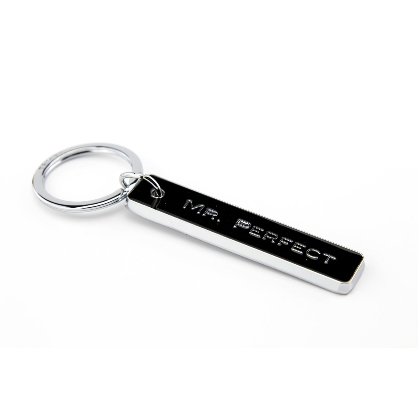Mr. Perfect Enamel and Chrome Charm Keychain