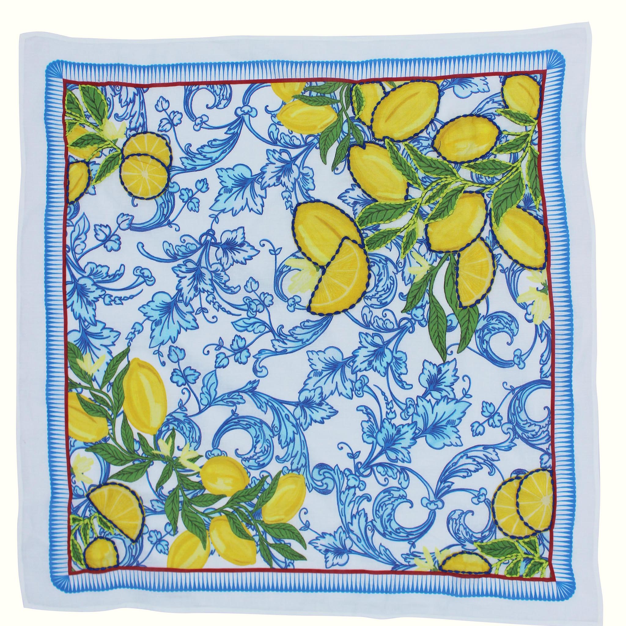 Cotton Embroidered Scarf/Bandana - Lemon Yellow Vismaya Inc.