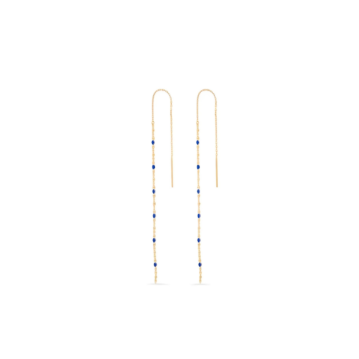 Gold Vermeil and Enamel Anchor Chain Threaders- Navy