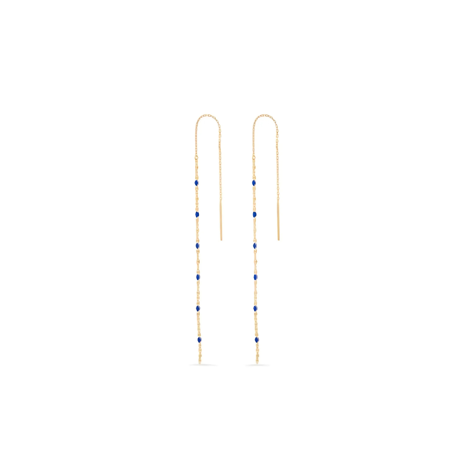 Gold Vermeil and Enamel Anchor Chain Threaders- Navy