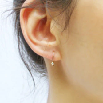 Dainty 14 Karat Gold Diamond Dot Drops