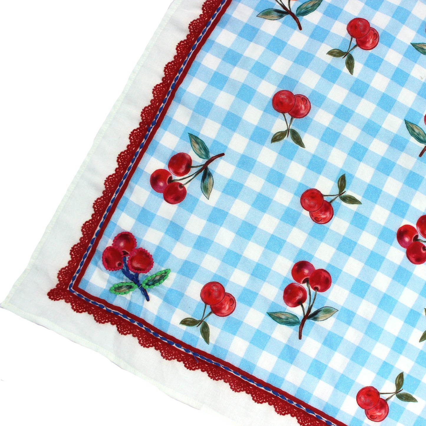 Cotton Scarf/Bandana - Ivory Blue & Roses Vismaya Inc.