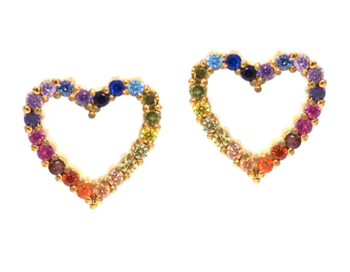 Load image 1 in gallery view. Heart Mini Rainbow Studs