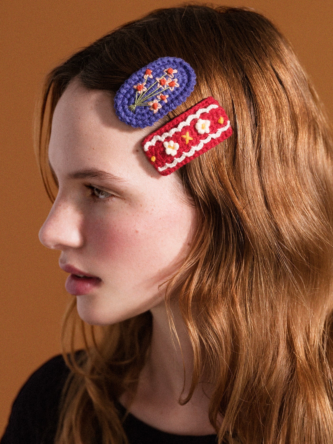 Polly Crochet Hair Clips-Red/Multi