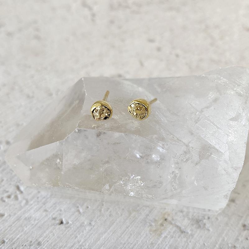 Rough Pyrite Bezel Set Studs