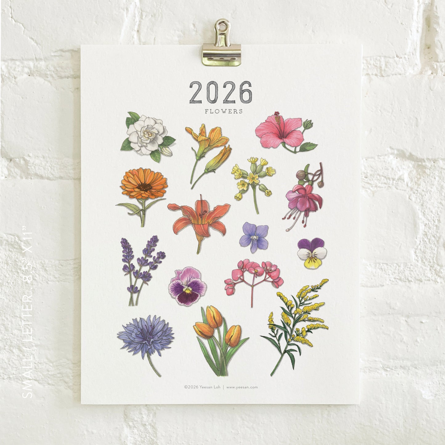 2026 Calendar- Small - Flowers