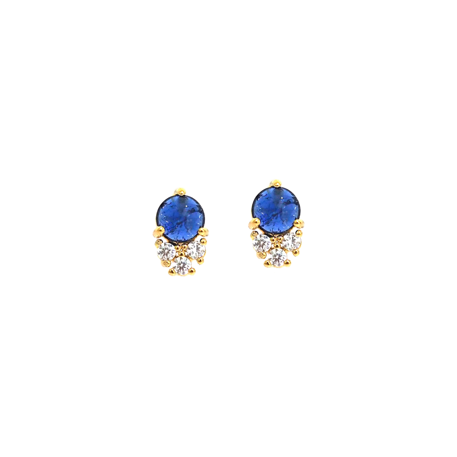Studs with Three Clustered - Blue CZs