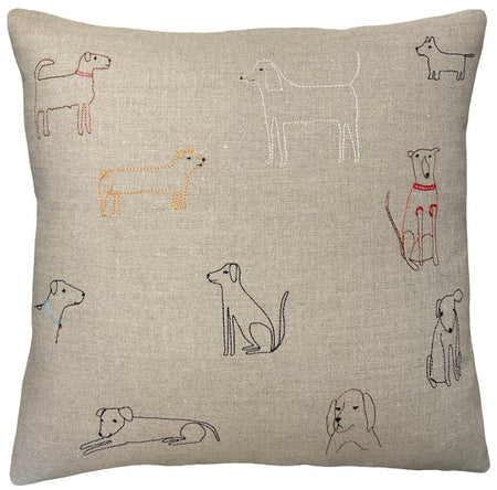 Dogs Linen Pillow 18"