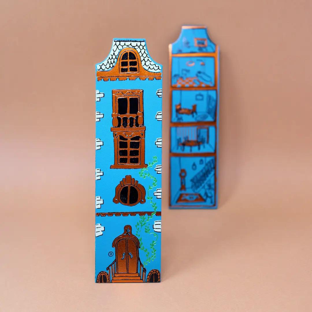 Dolls House Leather Bookmark - Turquoise