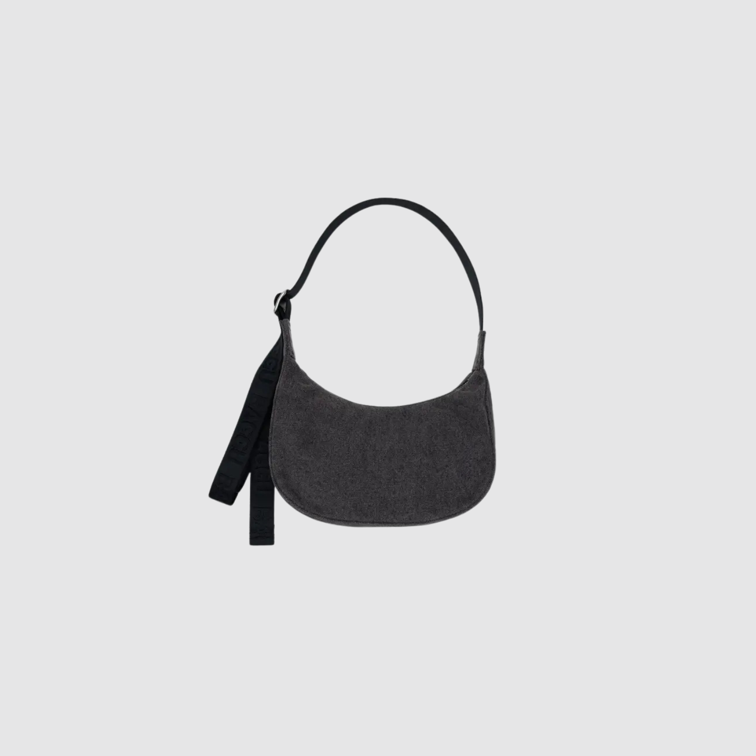 Small Denim Crescent Bag - Washed Black Denim Baggu