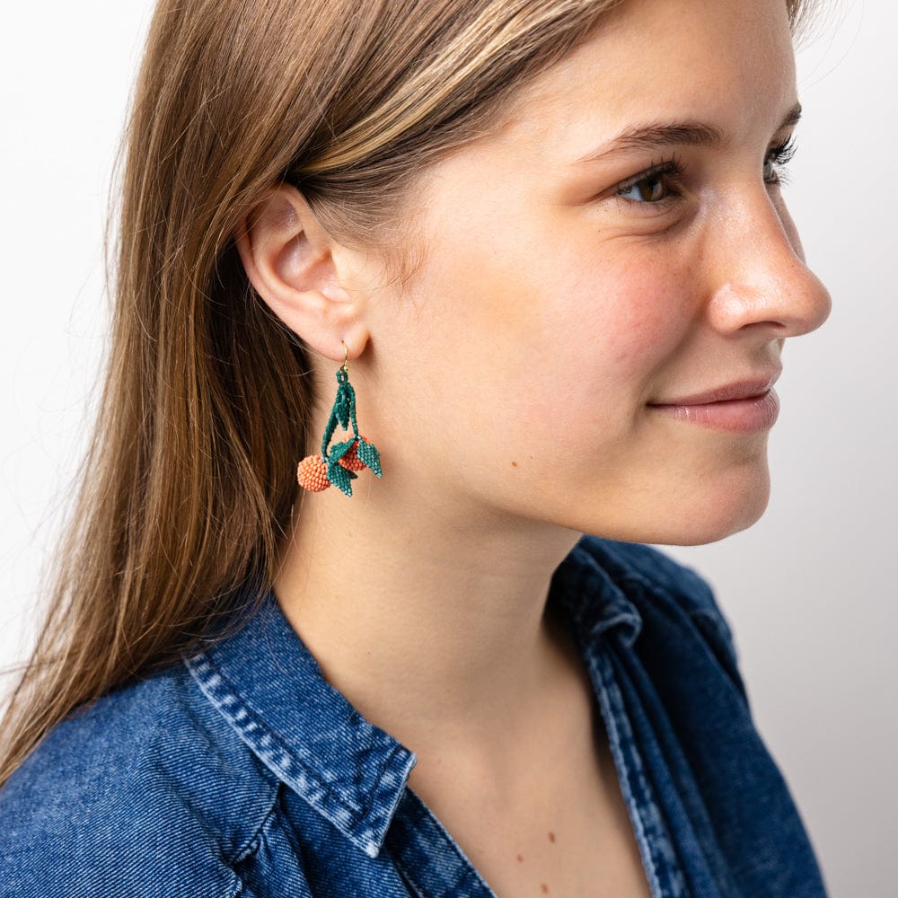 Lottie Cluster Dangle Luxe Earrings Clementine - Orange