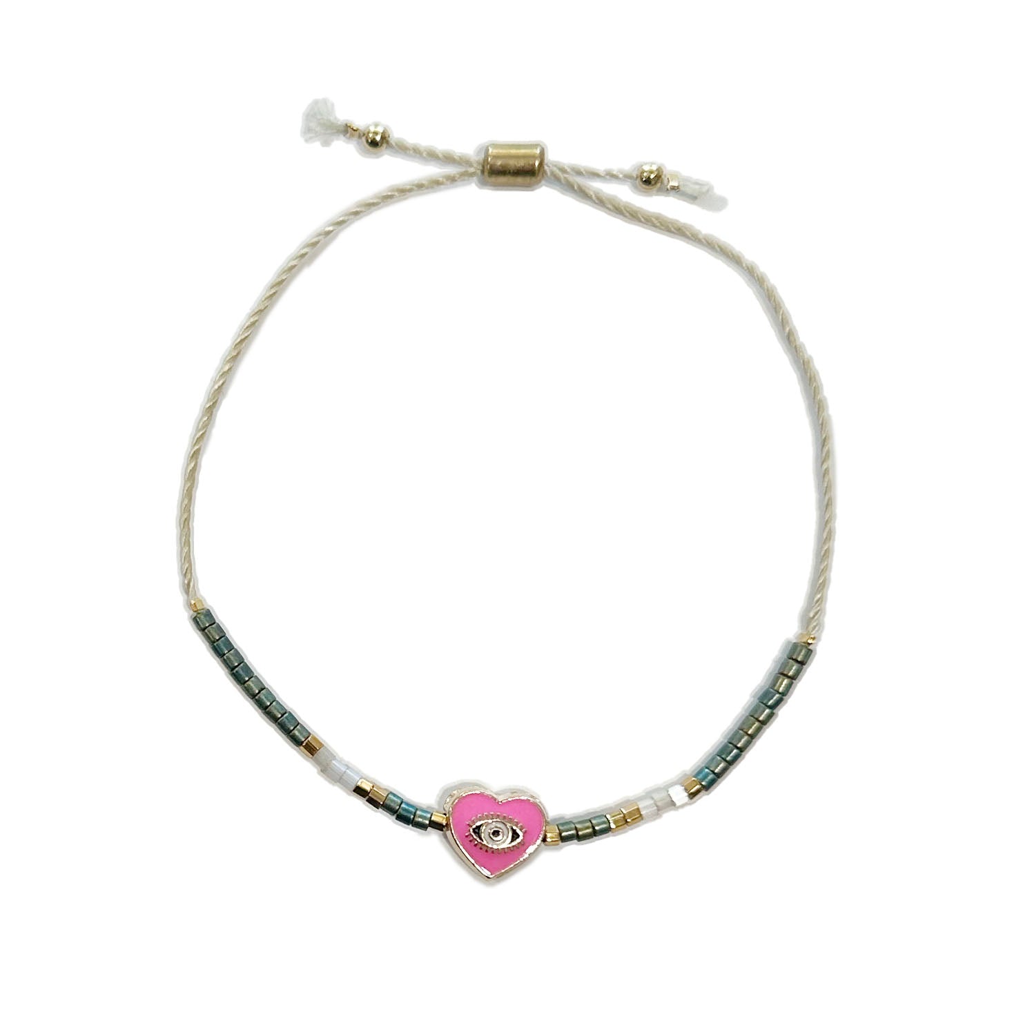 I Heart You Bracelet  - Emerald/Pink Cast of Stones