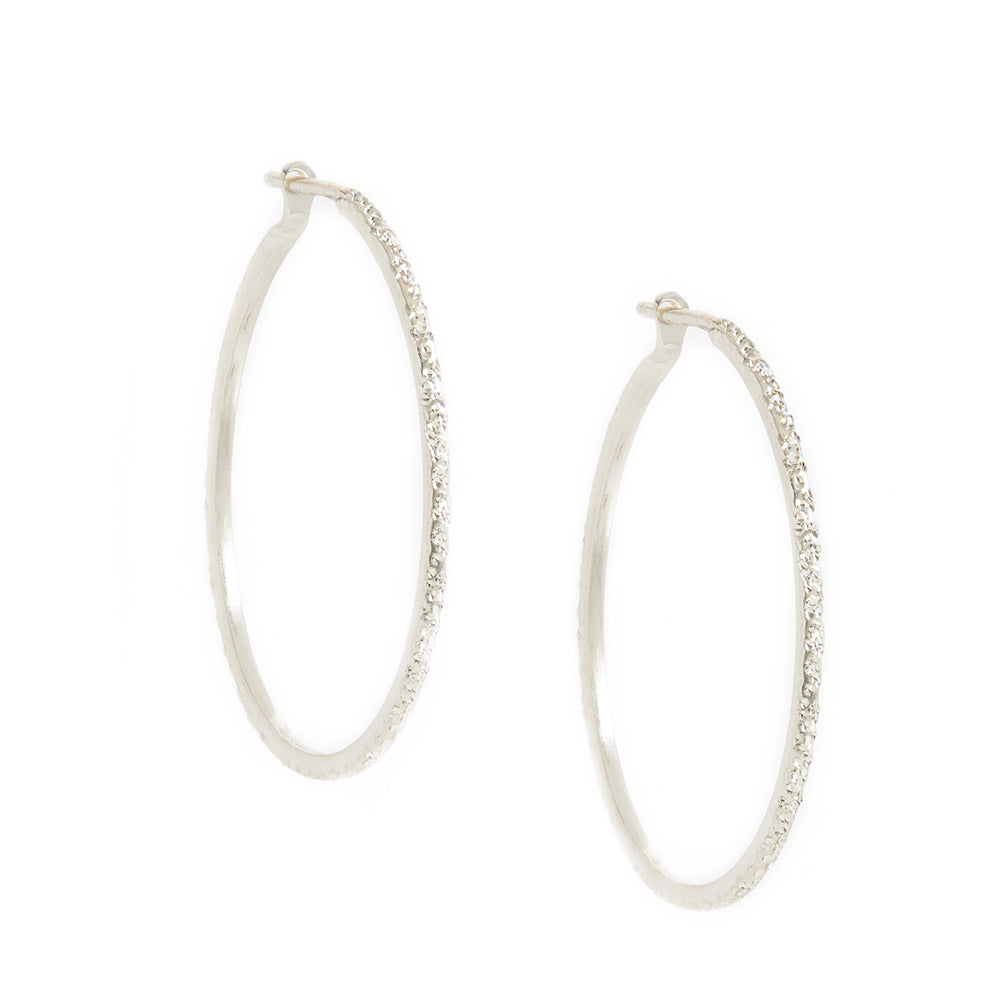 Medium Round Hoops - Diamond Dusted- Sterling Silver Christina Kober