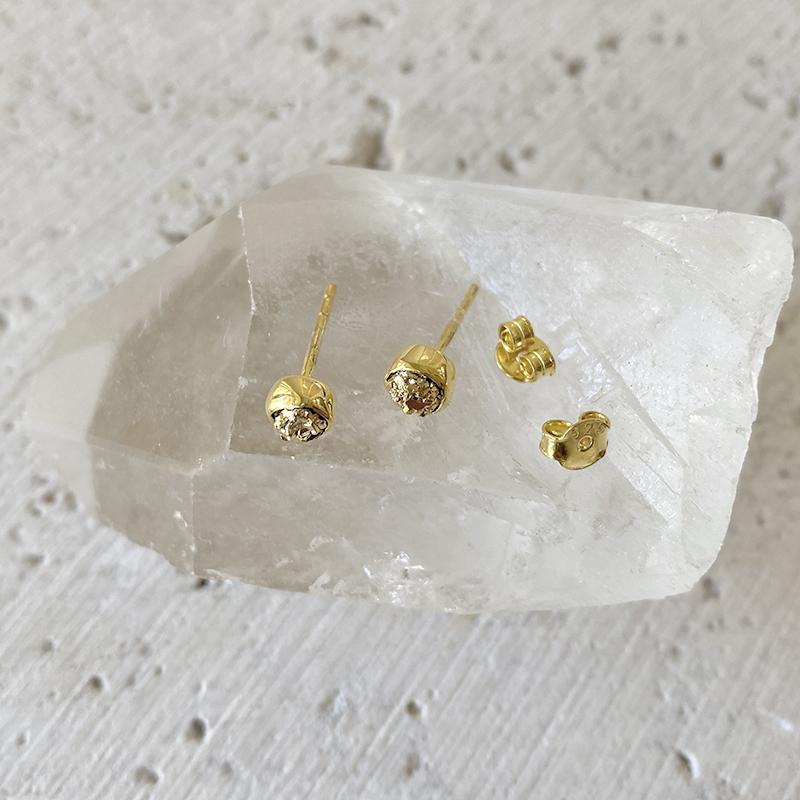 Rough Pyrite Bezel Set Studs