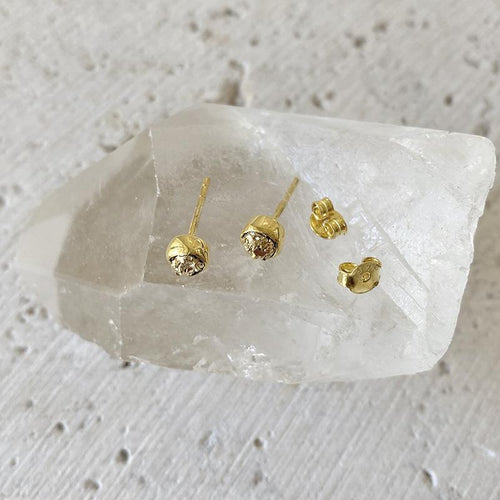 Load image 1 in gallery view. Rough Pyrite Bezel Set Studs