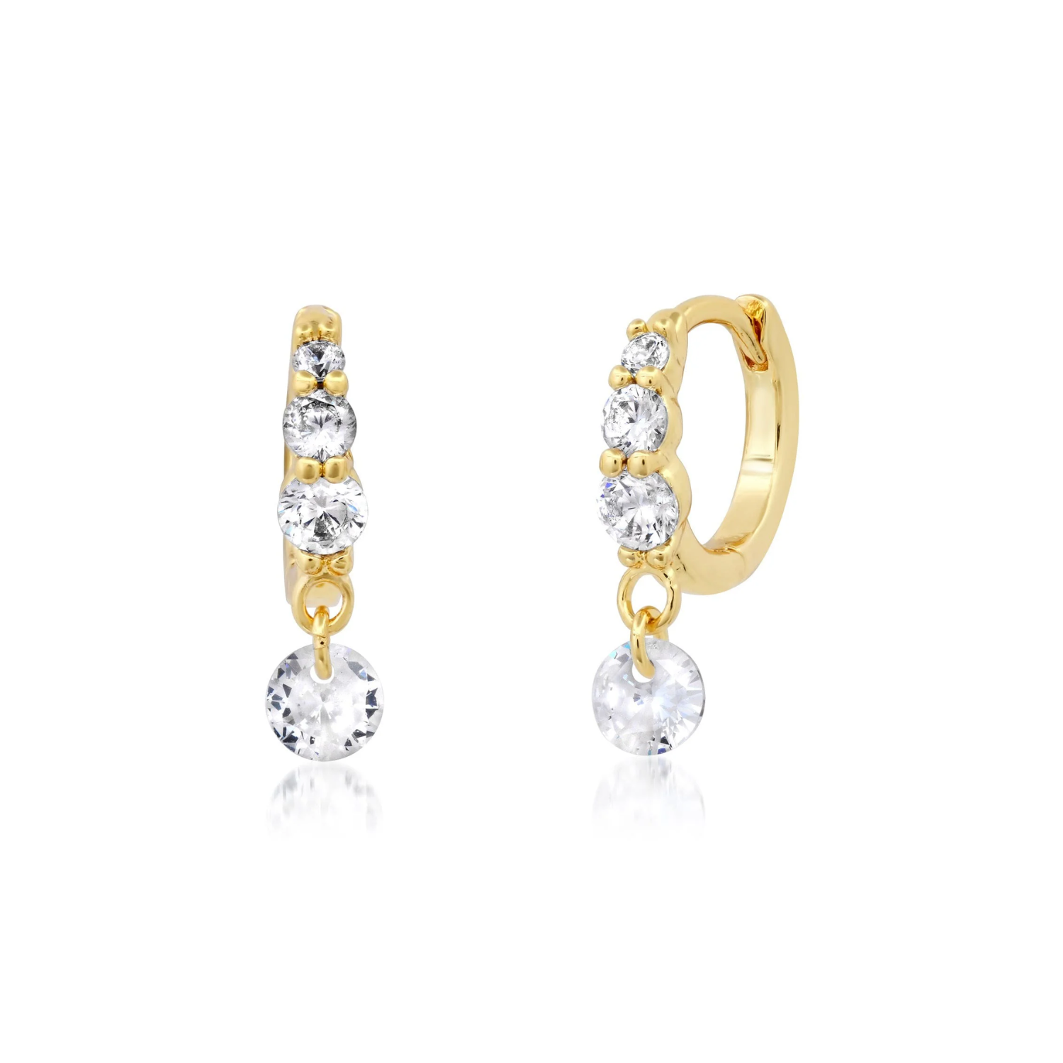 CZ Huggie with Floating CZ Charm