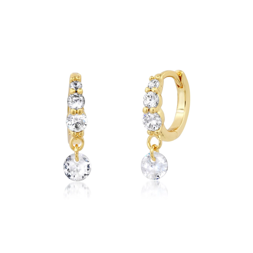 Load image 1 in gallery view. CZ Huggie with Floating CZ Charm