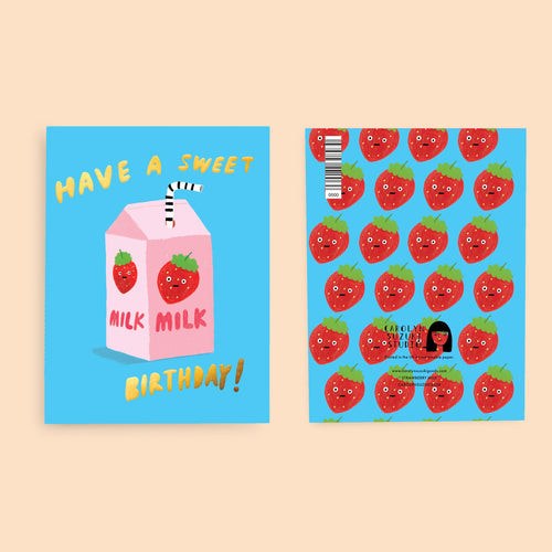 Load image 1 in gallery view. Strawberry Milk Birthday Card