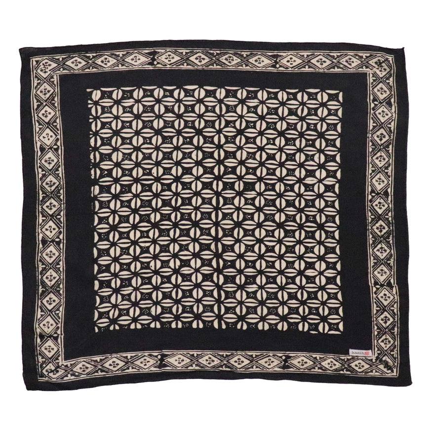 Hand Dyed Batik Bandana - Black Horn Beetle