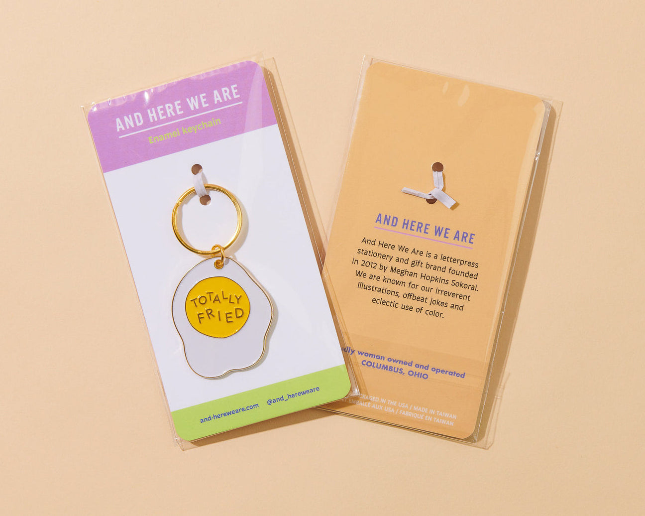 Totally Fried Egg Enamel Food Keychain