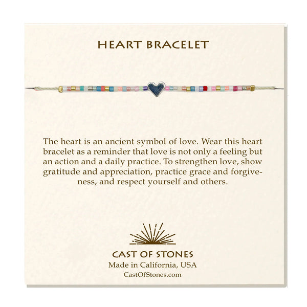 Beaded Heart Bracelet - Silver Sweetheart
